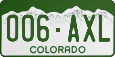 CO license plate 006AXL