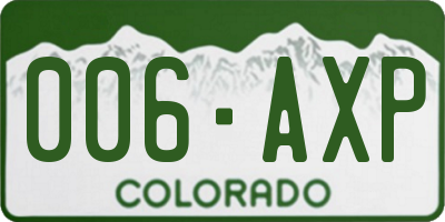 CO license plate 006AXP