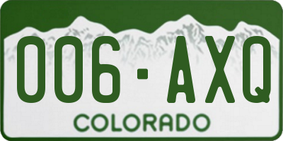 CO license plate 006AXQ