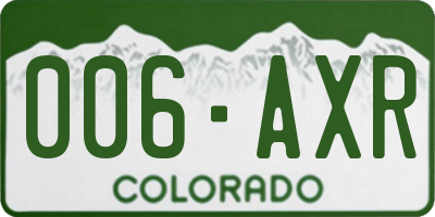 CO license plate 006AXR