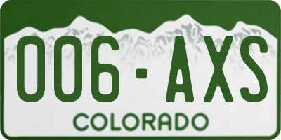 CO license plate 006AXS