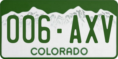 CO license plate 006AXV