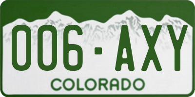 CO license plate 006AXY