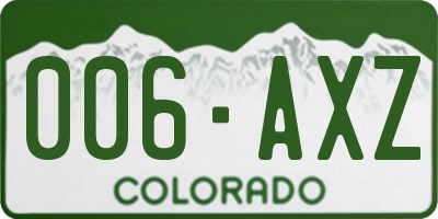 CO license plate 006AXZ