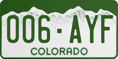 CO license plate 006AYF