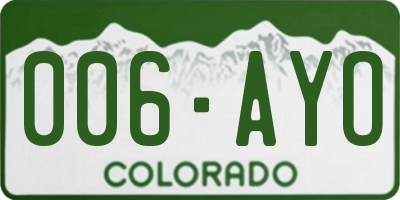 CO license plate 006AYO