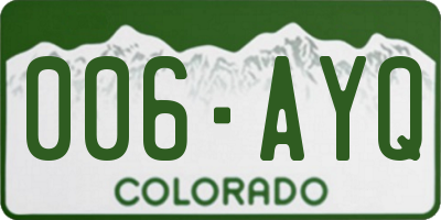 CO license plate 006AYQ