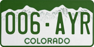 CO license plate 006AYR