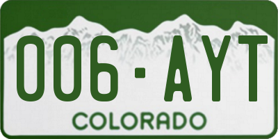 CO license plate 006AYT