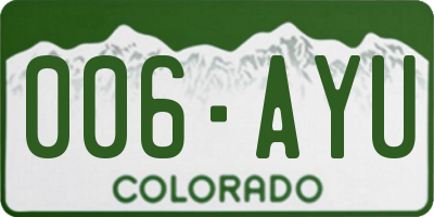 CO license plate 006AYU