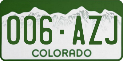 CO license plate 006AZJ