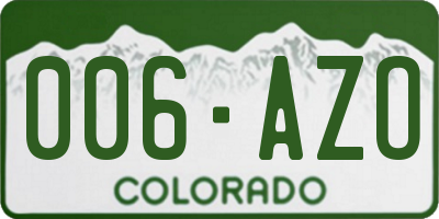 CO license plate 006AZO
