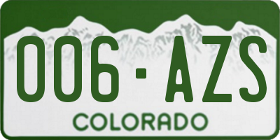 CO license plate 006AZS