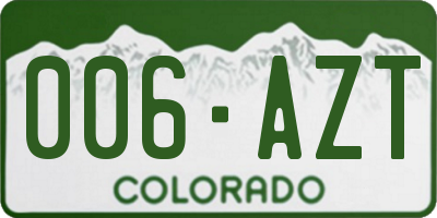 CO license plate 006AZT