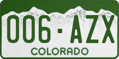 CO license plate 006AZX
