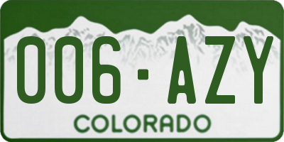 CO license plate 006AZY