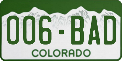 CO license plate 006BAD