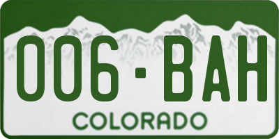 CO license plate 006BAH