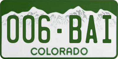 CO license plate 006BAI