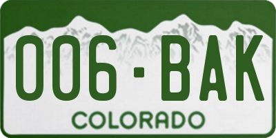 CO license plate 006BAK
