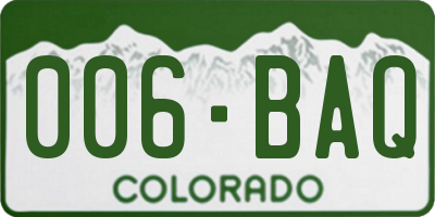 CO license plate 006BAQ