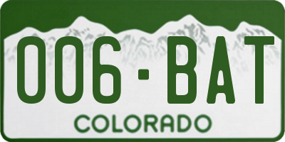 CO license plate 006BAT