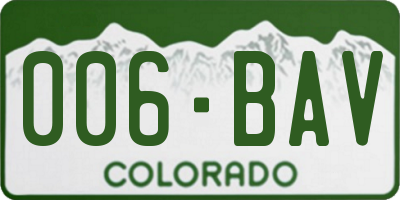 CO license plate 006BAV