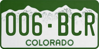 CO license plate 006BCR