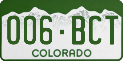 CO license plate 006BCT
