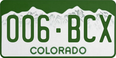 CO license plate 006BCX