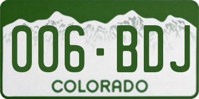 CO license plate 006BDJ