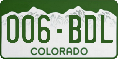 CO license plate 006BDL