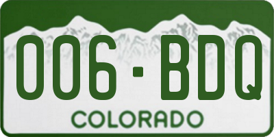 CO license plate 006BDQ
