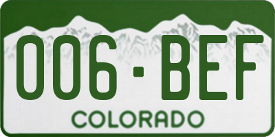CO license plate 006BEF