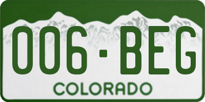 CO license plate 006BEG