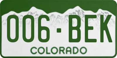 CO license plate 006BEK