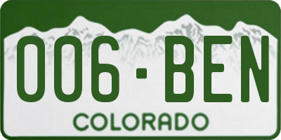 CO license plate 006BEN