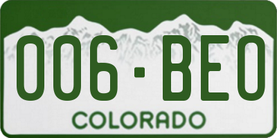 CO license plate 006BEO