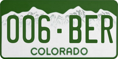 CO license plate 006BER
