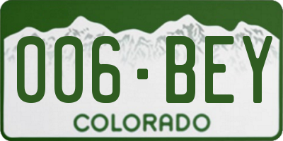 CO license plate 006BEY
