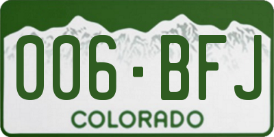 CO license plate 006BFJ
