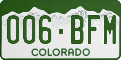 CO license plate 006BFM