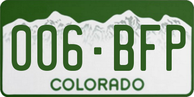 CO license plate 006BFP