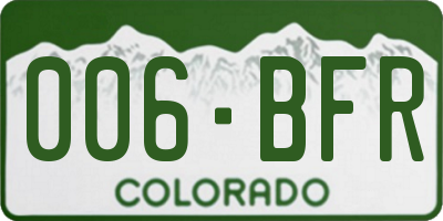 CO license plate 006BFR
