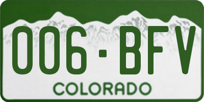 CO license plate 006BFV