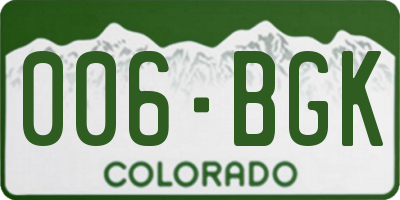 CO license plate 006BGK