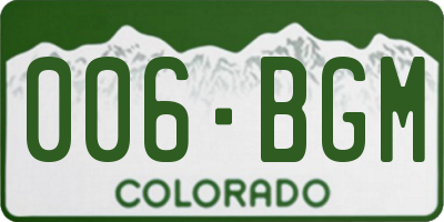 CO license plate 006BGM