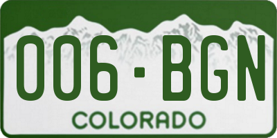 CO license plate 006BGN