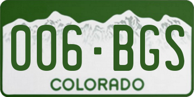 CO license plate 006BGS