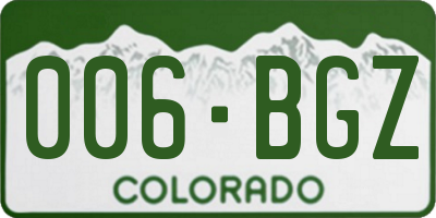 CO license plate 006BGZ